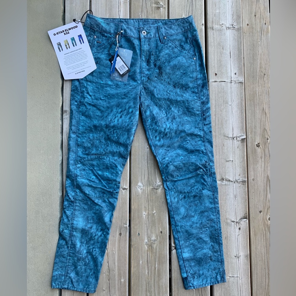 G -Star Raw Blue Camo Mid Boyfriend High Rise Size 27 NWT